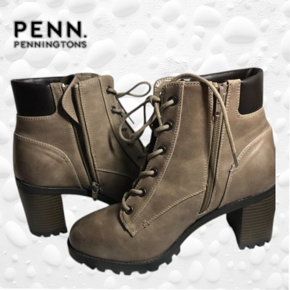 PENNINGTONS - LEAH TAUPE COMBAT STYLE BOOT -NWT SIZE 8W